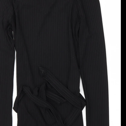 Boohoo Womens Black Houndstooth  Basic T-Shirt Size 14