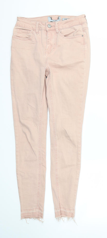 Womens UK Size 8 Preworn Regular Fit Skinny Pink Jeans