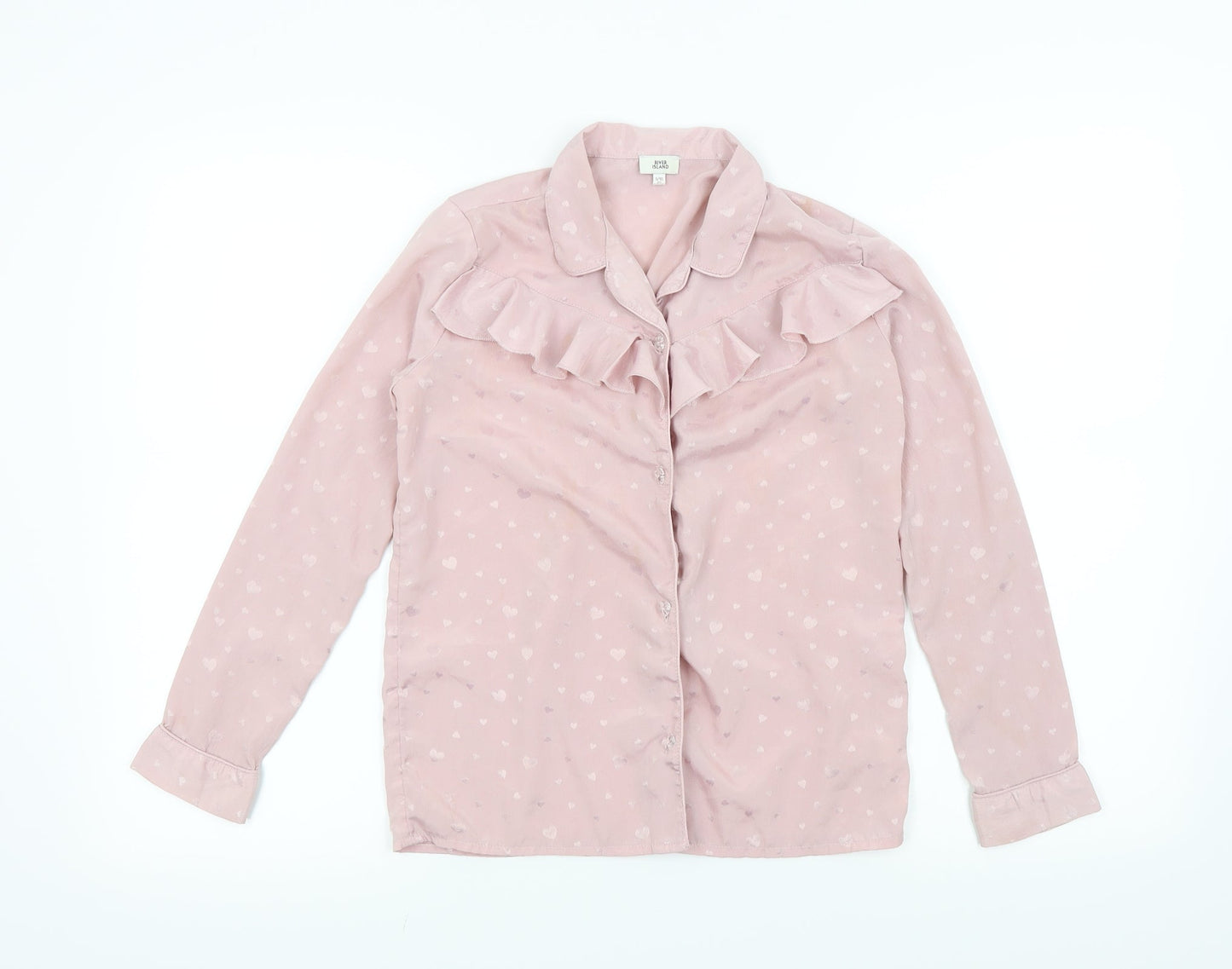 River Island Girls Pink Colourblock  Top Pyjama Top Size 9 Years  - Frill Detail