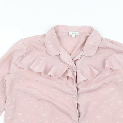 River Island Girls Pink Colourblock  Top Pyjama Top Size 9 Years  - Frill Detail