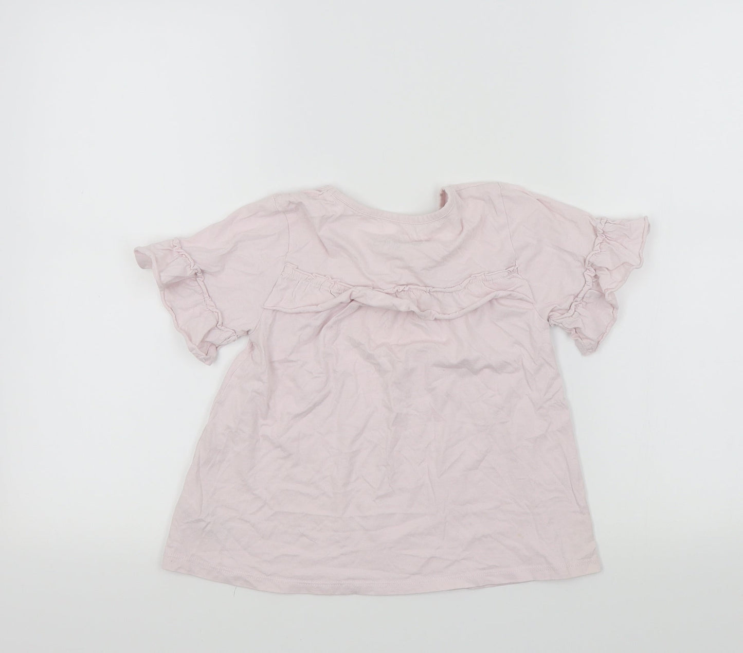 NEXT Girls Pink   Basic T-Shirt Size 8 Years  - Frill Detail