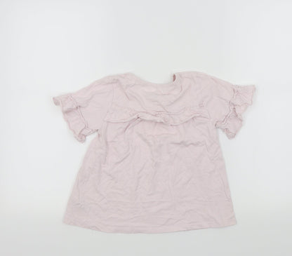 NEXT Girls Pink   Basic T-Shirt Size 8 Years  - Frill Detail