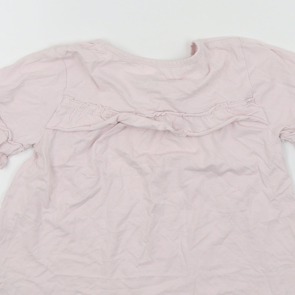 NEXT Girls Pink   Basic T-Shirt Size 8 Years  - Frill Detail