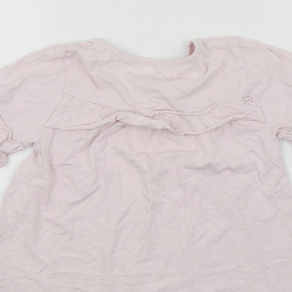 NEXT Girls Pink   Basic T-Shirt Size 8 Years  - Frill Detail