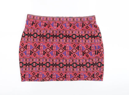STAYING AT STAR Womens Multicoloured Geometric  Mini Skirt Size M  - Stretch waistband