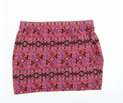 STAYING AT STAR Womens Multicoloured Geometric  Mini Skirt Size M  - Stretch waistband