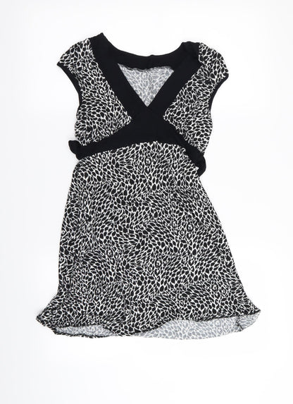 Preworn Womens Black Geometric  T-Shirt Dress  Size 10