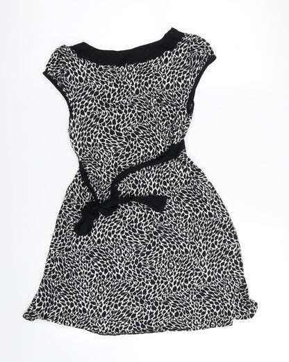 Preworn Womens Black Geometric  T-Shirt Dress  Size 10