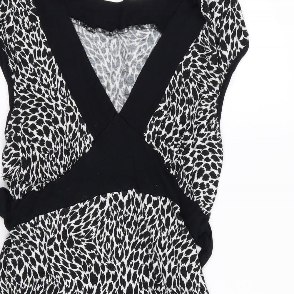 Preworn Womens Black Geometric  T-Shirt Dress  Size 10