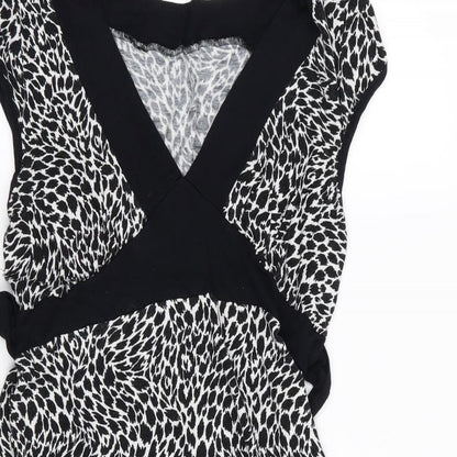 Preworn Womens Black Geometric  T-Shirt Dress  Size 10