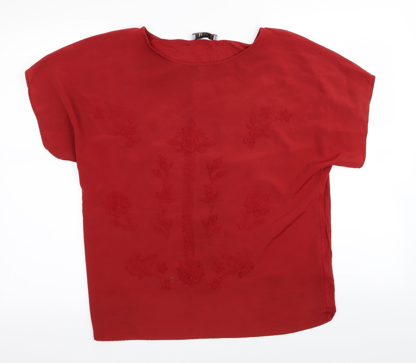 Womens UK Size 12 Per Una Red Basic T-Shirt