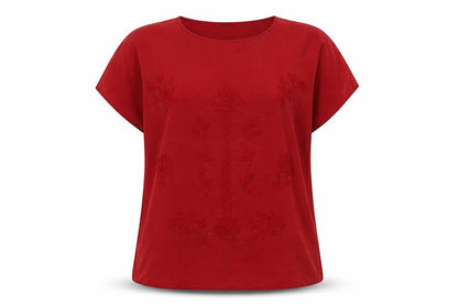 Womens UK Size 12 Per Una Red Basic T-Shirt