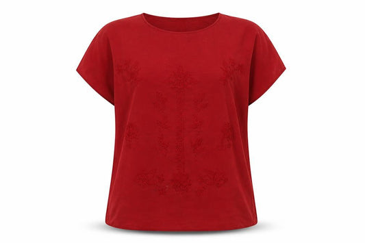 Womens UK Size 12 Per Una Red Basic T-Shirt