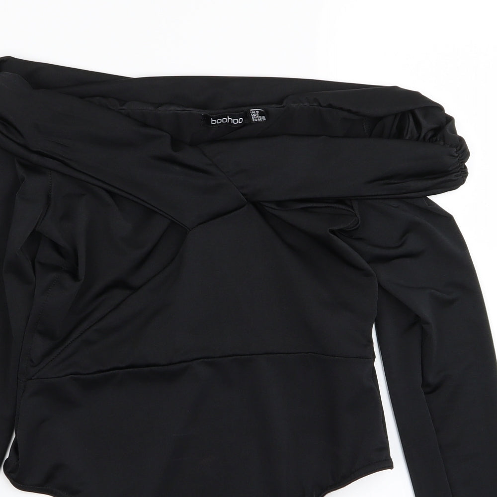 Boohoo Womens Black   Bodysuit One-Piece Size 10