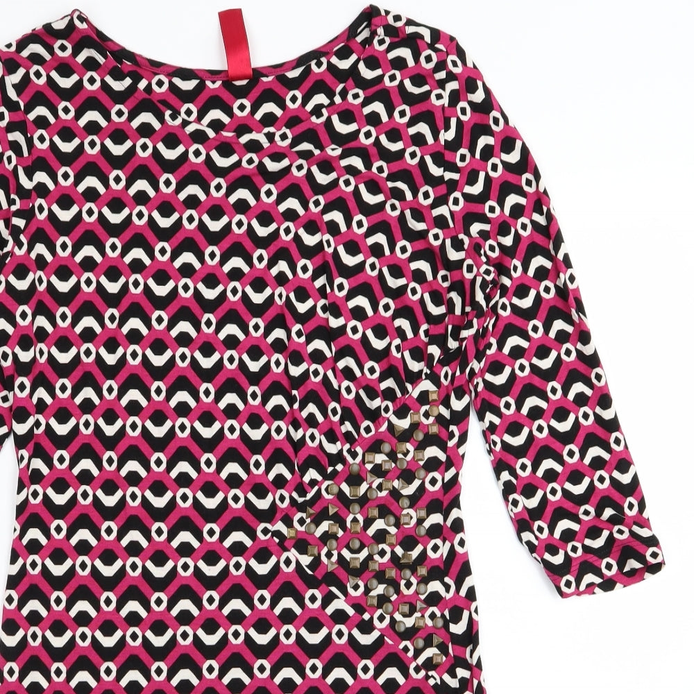 NEXT Womens Pink Geometric  T-Shirt Dress  Size 12