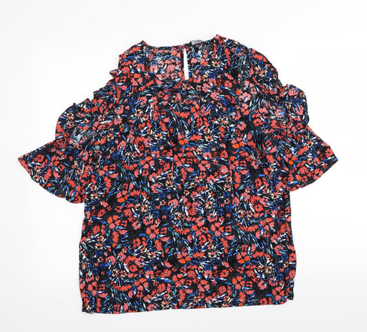 F&F Womens Black Floral  Basic Blouse Size 16