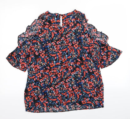 F&F Womens Black Floral  Basic Blouse Size 16