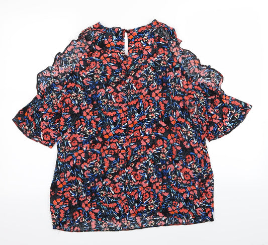 F&F Womens Black Floral  Basic Blouse Size 16