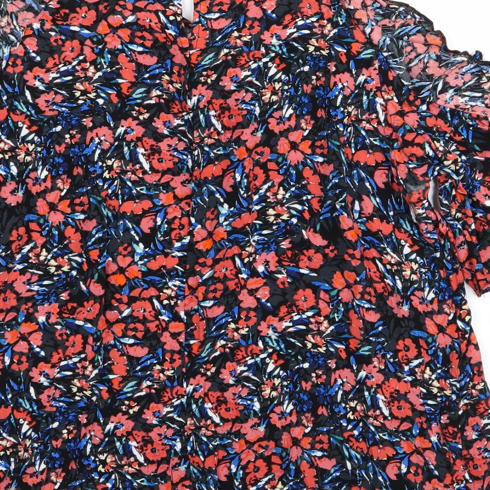 F&F Womens Black Floral  Basic Blouse Size 16