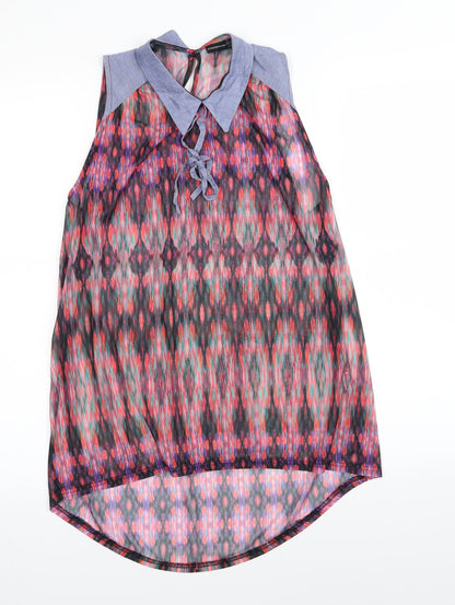 Primark Womens Multicoloured Geometric Rayon Basic Blouse Size 10