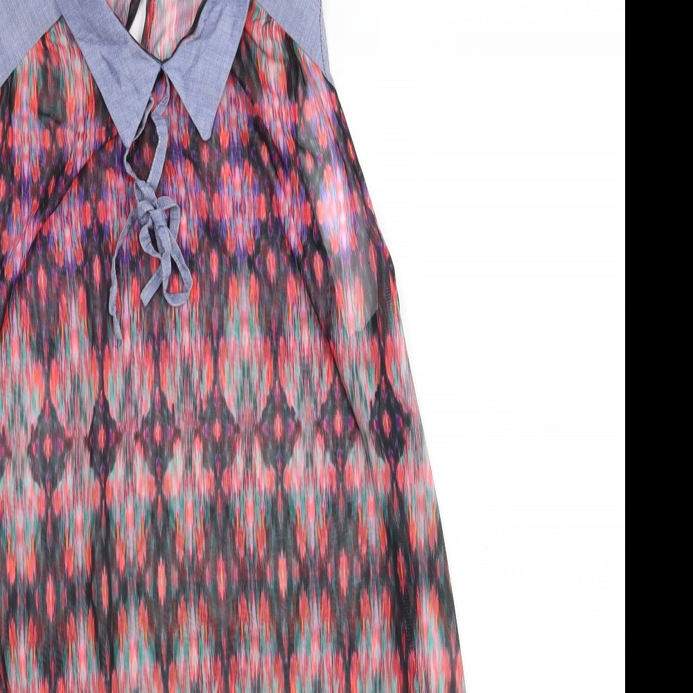 Primark Womens Multicoloured Geometric Rayon Basic Blouse Size 10