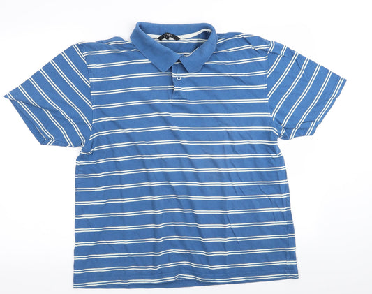 DUNNES Mens Blue Striped   Polo Size L