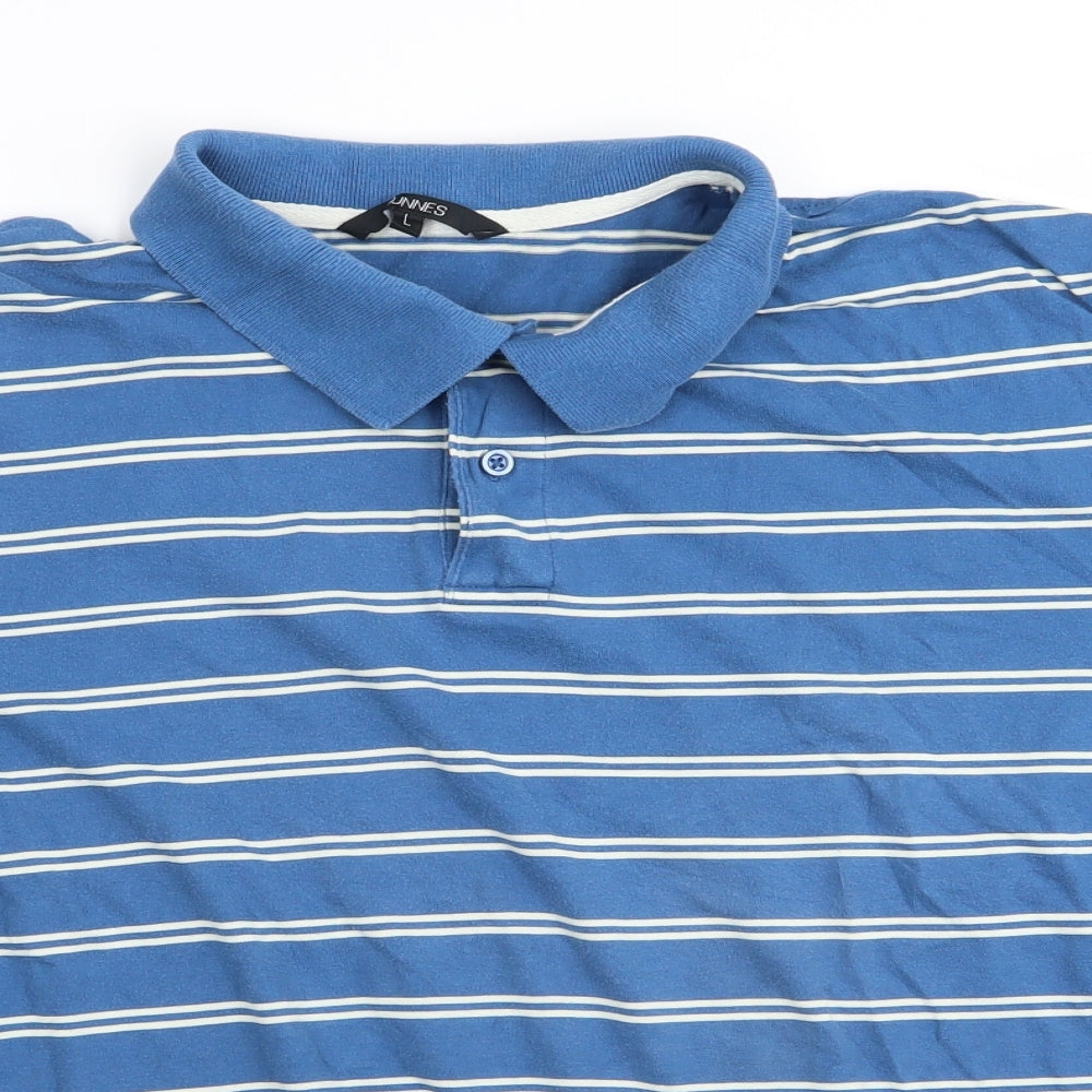 DUNNES Mens Blue Striped   Polo Size L