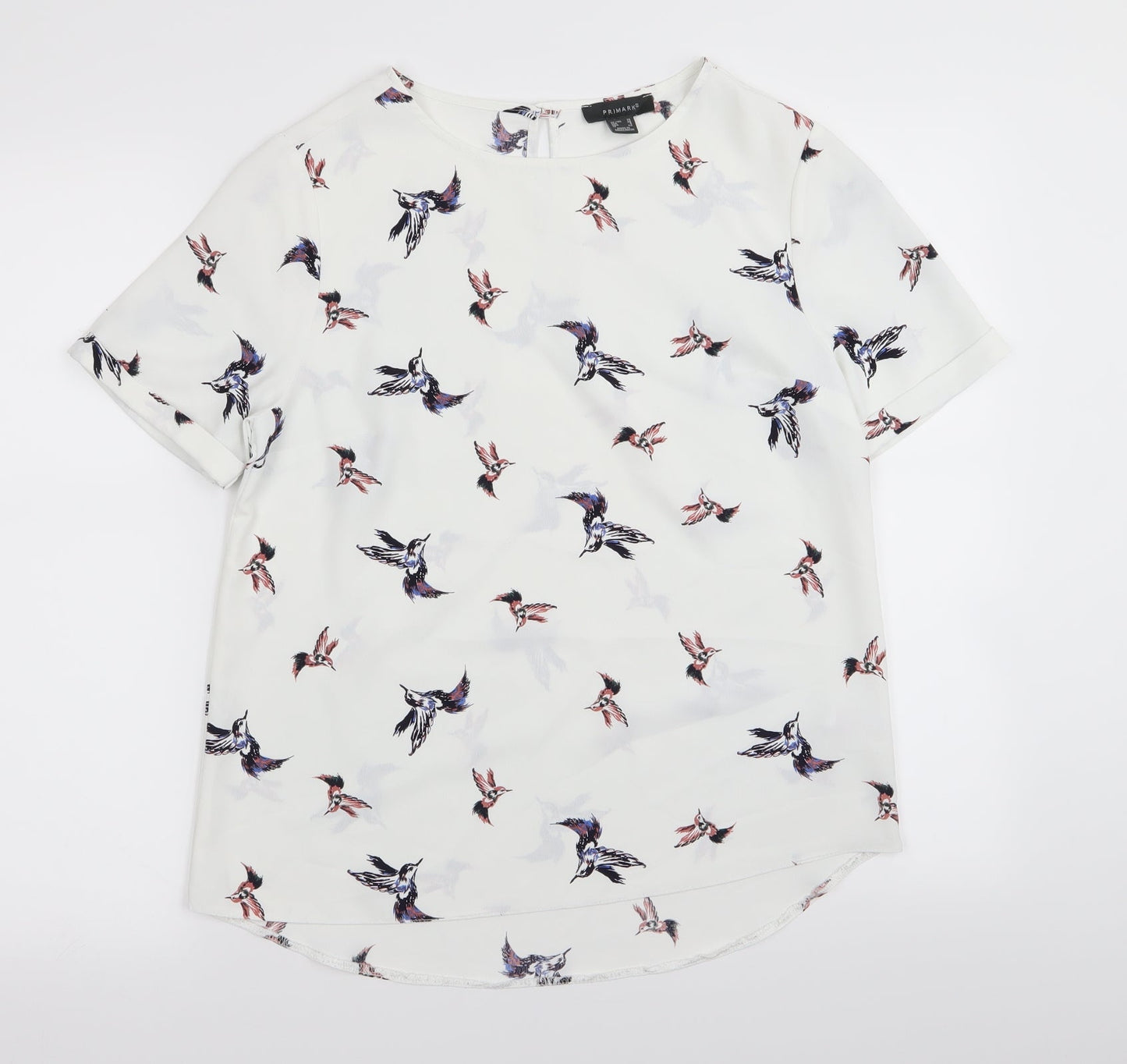 Primark Womens White   Basic Blouse Size 10  - BUTTERFLIES