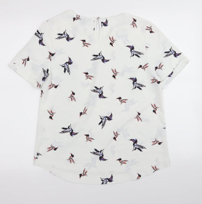 Primark Womens White   Basic Blouse Size 10  - BUTTERFLIES