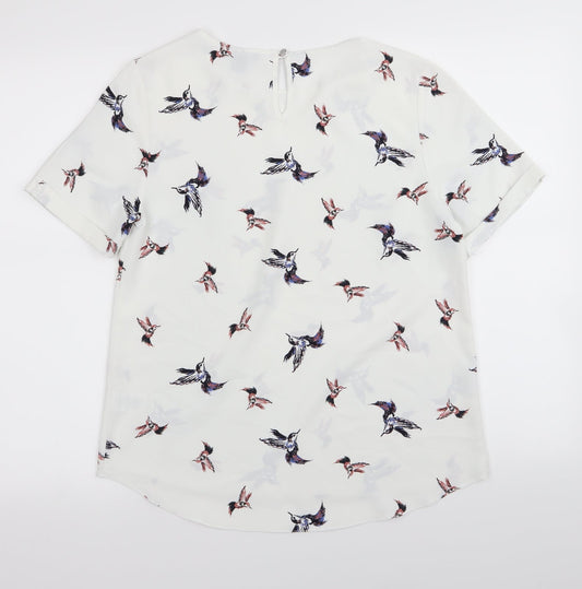 Primark Womens White   Basic Blouse Size 10  - BUTTERFLIES