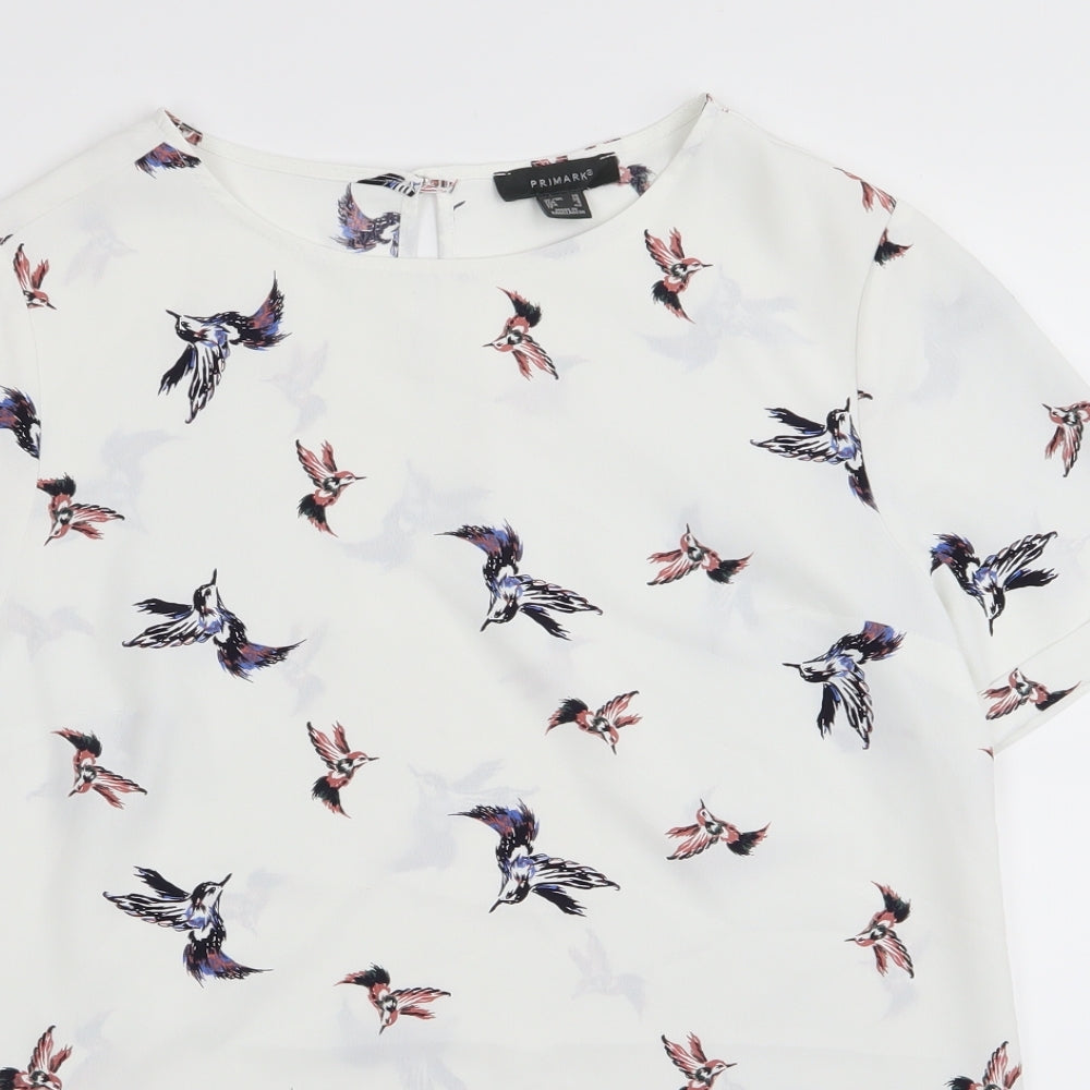 Primark Womens White   Basic Blouse Size 10  - BUTTERFLIES