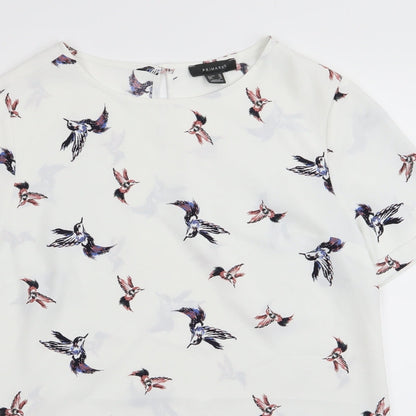 Primark Womens White   Basic Blouse Size 10  - BUTTERFLIES