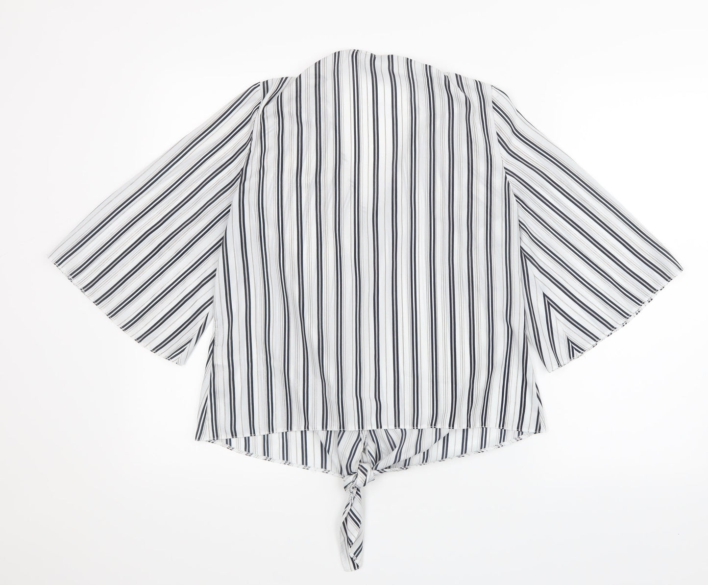 F&F Womens White Striped  Basic Blouse Size 10