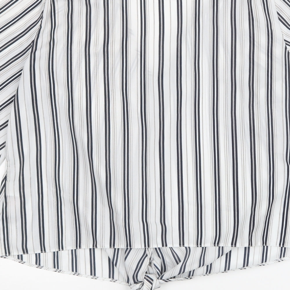 F&F Womens White Striped  Basic Blouse Size 10