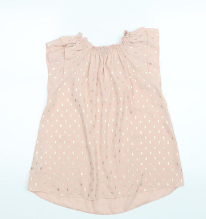 Dorothy Perkins Womens Pink Polka Dot Mesh Basic Blouse Size 8