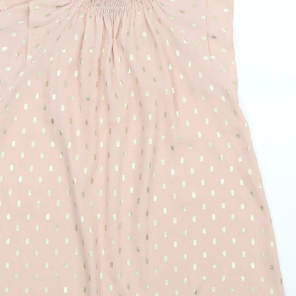 Dorothy Perkins Womens Pink Polka Dot Mesh Basic Blouse Size 8
