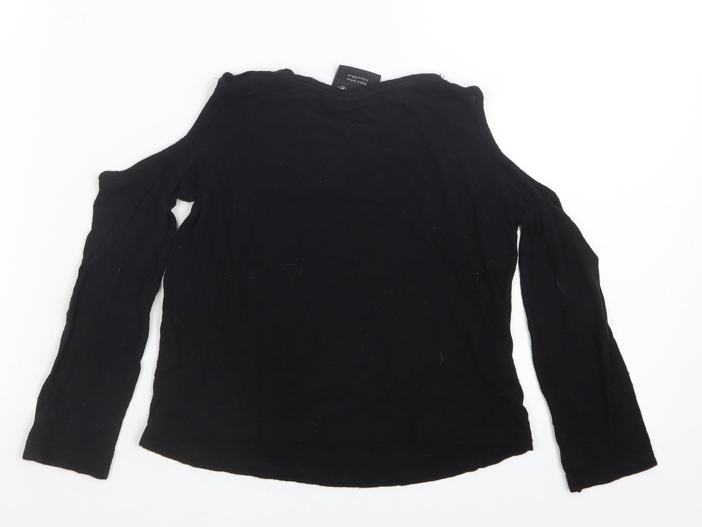 Young Dimension Girls Black   Basic T-Shirt Size 7-8 Years  - Open Shoulders
