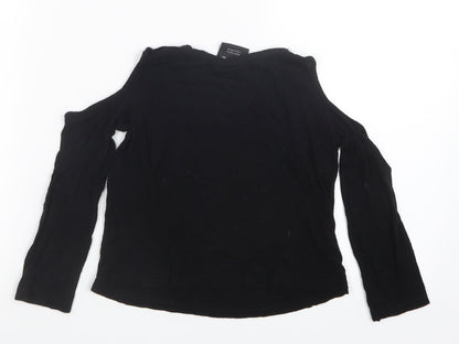 Young Dimension Girls Black   Basic T-Shirt Size 7-8 Years  - Open Shoulders