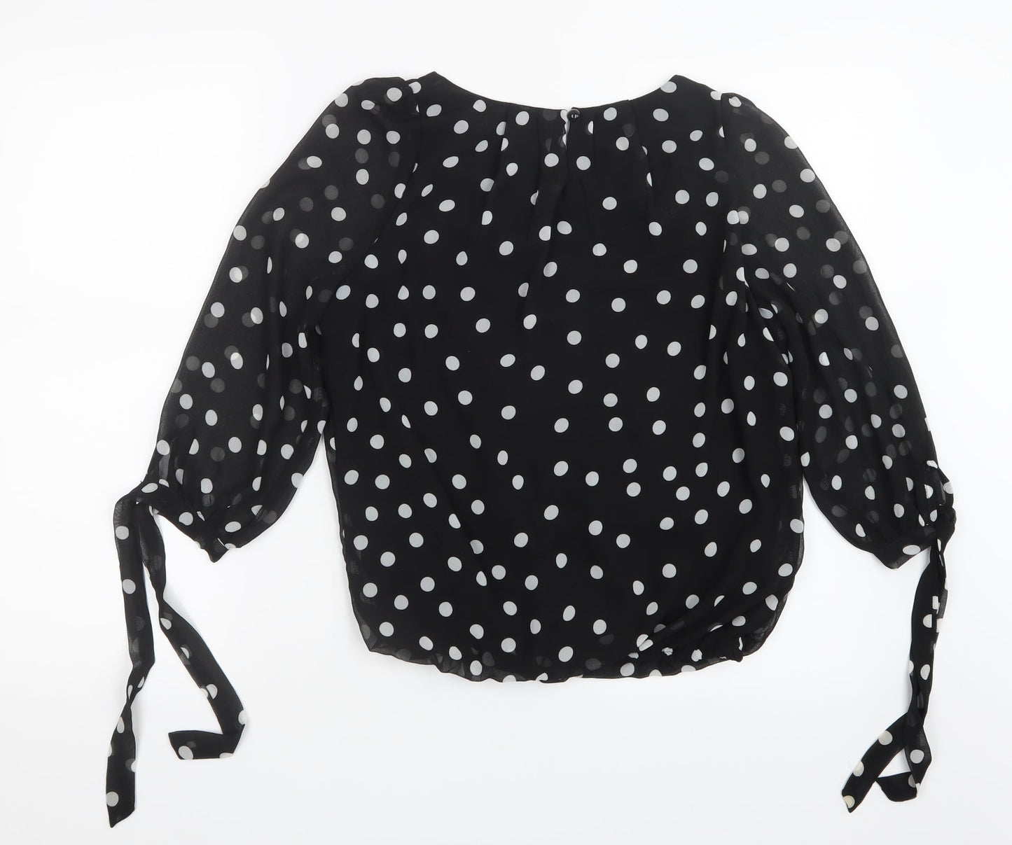 Cameo Rose Womens Black Polka Dot Mesh Basic Blouse Size 8