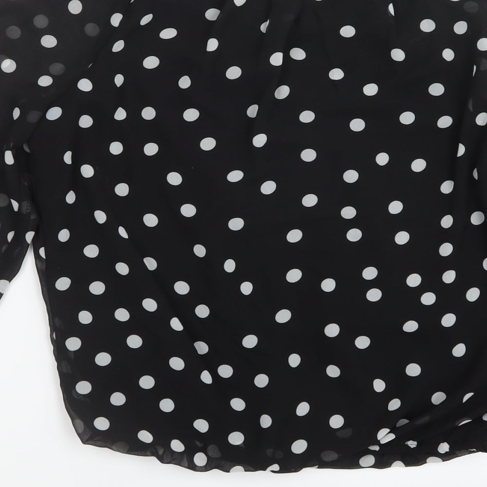 Cameo Rose Womens Black Polka Dot Mesh Basic Blouse Size 8
