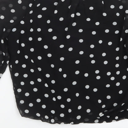 Cameo Rose Womens Black Polka Dot Mesh Basic Blouse Size 8