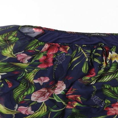 Preworn Womens Blue Floral  Basic Blouse Size M
