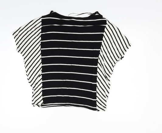 F&F Womens Black Striped  Basic T-Shirt Size 8