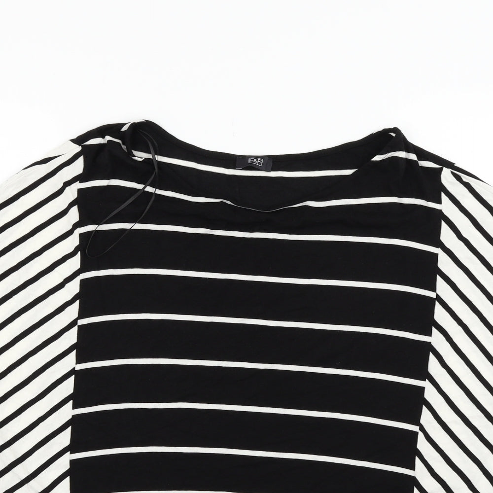 F&F Womens Black Striped  Basic T-Shirt Size 8