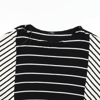 F&F Womens Black Striped  Basic T-Shirt Size 8