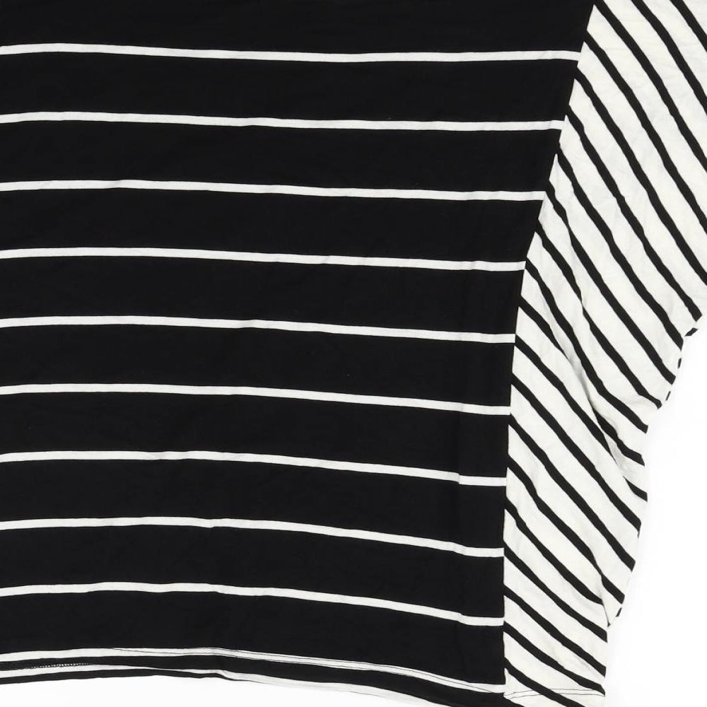 F&F Womens Black Striped  Basic T-Shirt Size 8