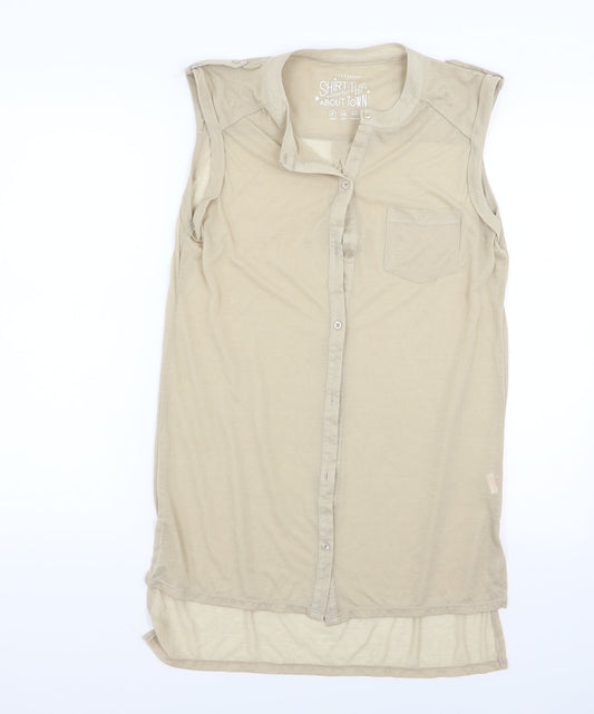 Womens UK Size 8 Atmosphere Beige Basic Button-Up