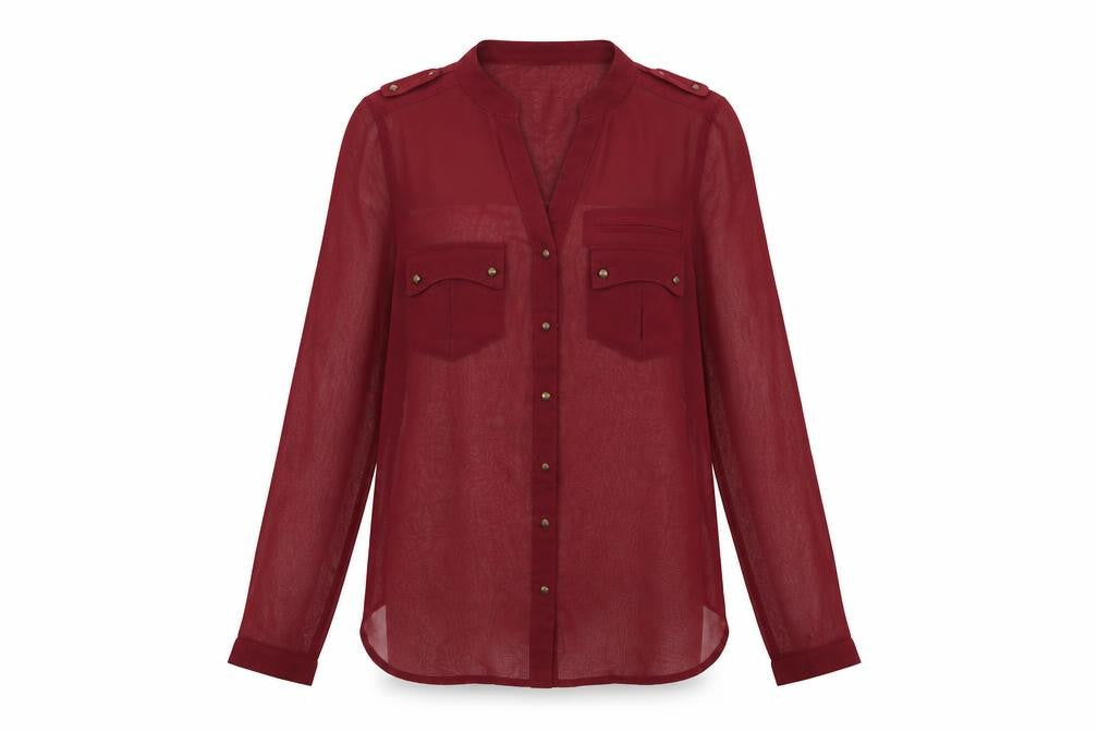 Womens UK Size 10 iNFLUENCE Red Basic Button-Up