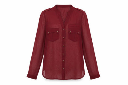 Womens UK Size 10 iNFLUENCE Red Basic Button-Up