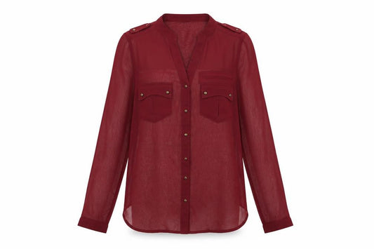 Womens UK Size 10 iNFLUENCE Red Basic Button-Up